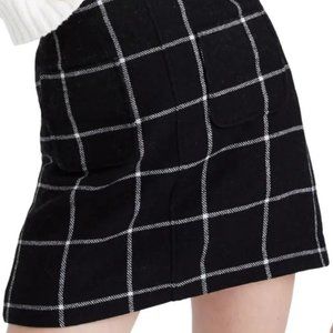 Madewell Museum wool black plaid mini skirt size 2